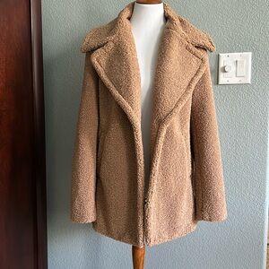 French Connection tan teddy jacket, size M